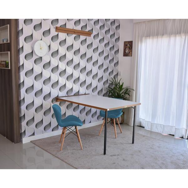 Conjunto De Mesa Dobrável Retrátil 1,40 Branco/noronha + 2 Ca