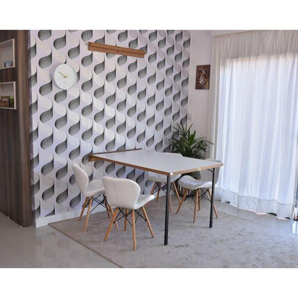 Conjunto De Mesa Dobrável Retrátil 1,40 Branco/noronha + 4 Ca