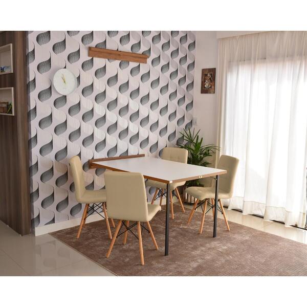 Conjunto De Mesa Dobrável Retrátil 1,40 Branco/noronha + 4 Ca