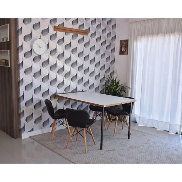 Conjunto De Mesa Dobrável Retrátil 1,40 Branco/noronha + 4 Ca
