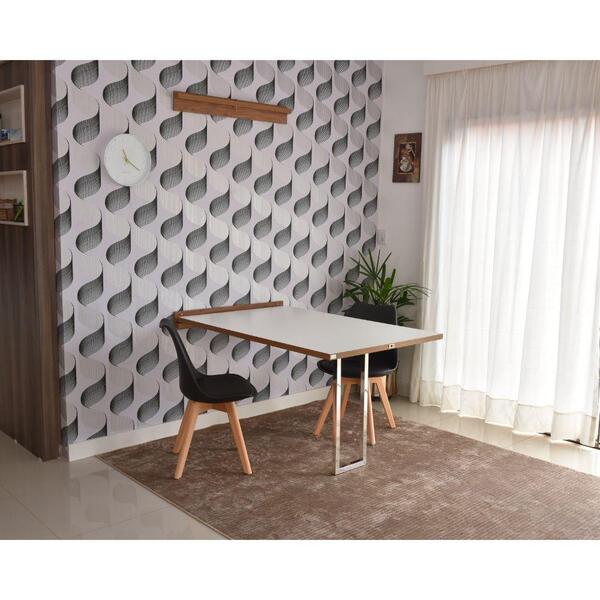 Conjunto De Mesa Dobrável Retrátil 1,40 Branco/noronha Inox +