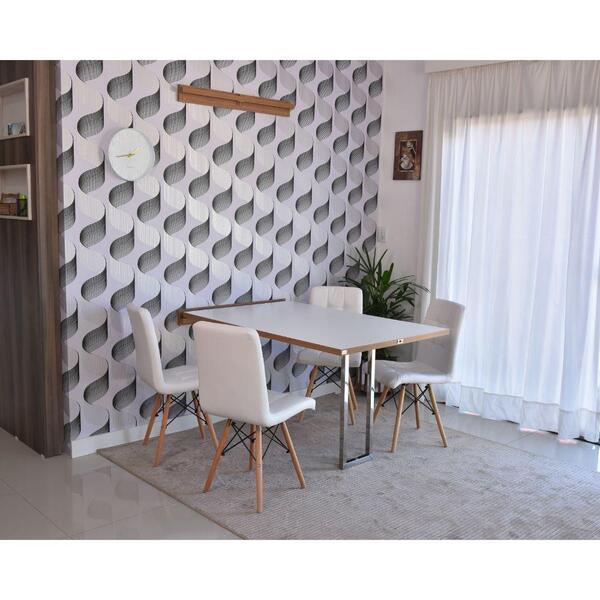 Conjunto De Mesa Dobrável Retrátil 1,40 Branco/noronha Inox +