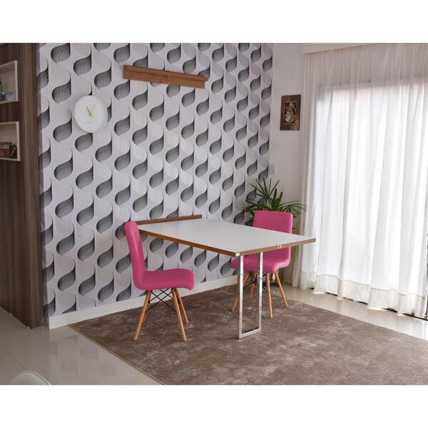 Conjunto De Mesa Dobrável Retrátil 1,40 Branco/noronha Inox +