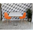 Conjunto De Mesa Dobrável Retrátil 1,40 Branco/noronha Inox +