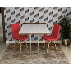 Conjunto De Mesa Dobrável Retrátil 1,40 Branco/noronha Inox +