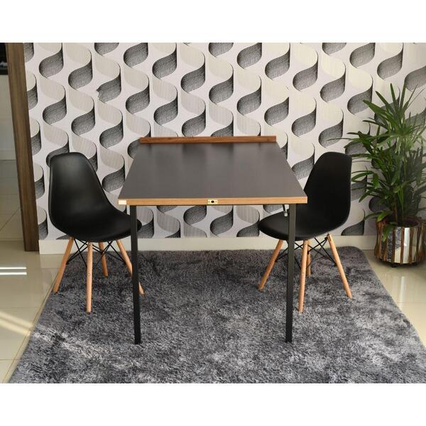 Conjunto De Mesa Dobrável Retrátil 1,40 Preto/noronha + 2 Cad