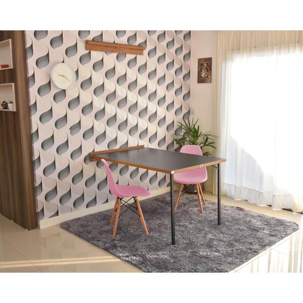 Conjunto De Mesa Dobrável Retrátil 1,40 Preto/noronha + 2 Cad