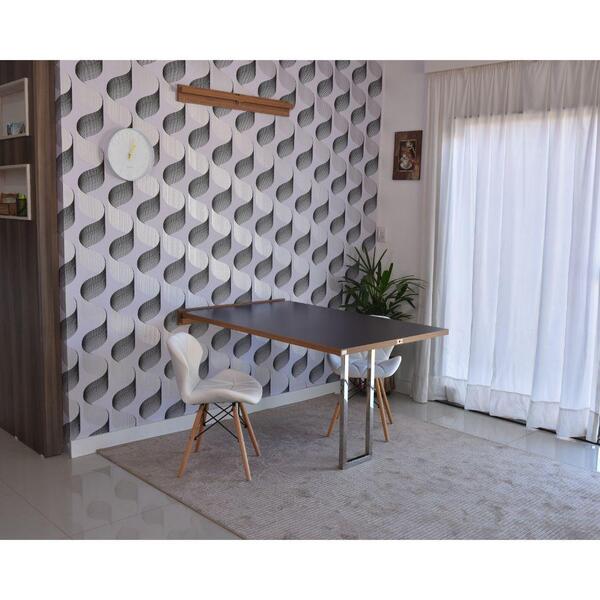 Conjunto De Mesa Dobrável Retrátil 1,40 Preto/noronha Inox +