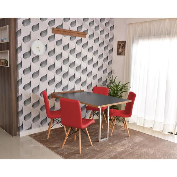 Conjunto De Mesa Dobrável Retrátil 1,40 Preto/noronha Inox +