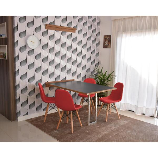 Conjunto De Mesa Dobrável Retrátil 1,40 Preto/noronha Inox +