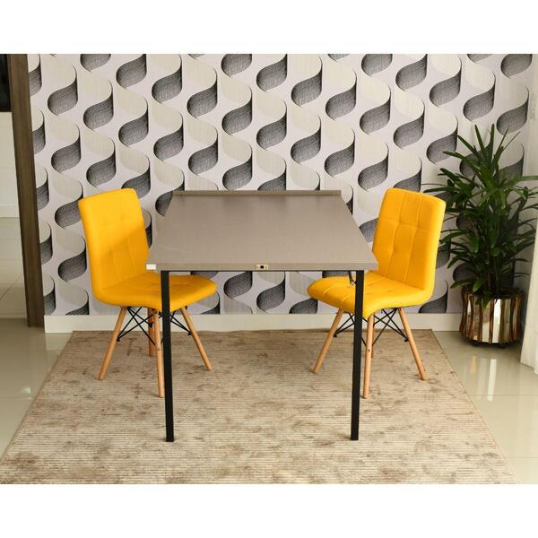 Conjunto De Mesa Dobrável Retrátil 1,40 Volpi + 2 Cadeiras Go
