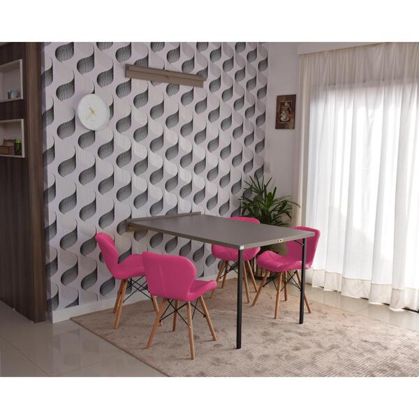 Conjunto De Mesa Dobrável Retrátil 1,40 Volpi + 4 Cadeiras Sl