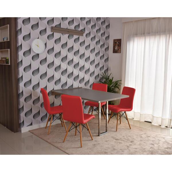 Conjunto De Mesa Dobrável Retrátil 1,40 Volpi Inox + 4 Cadeir