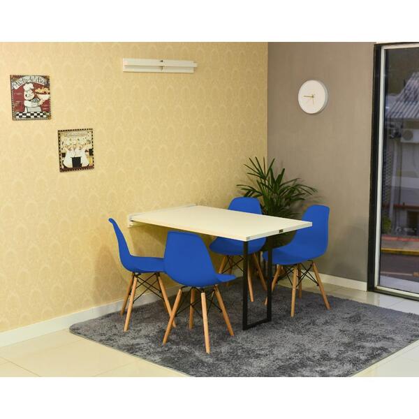 Conjunto De Mesa Dobrável Retrátil 120 X 75 Branca + 4 Cadeir