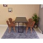Conjunto De Mesa Dobrável Retrátil 120 X 75 Preta + 4 Cadeira
