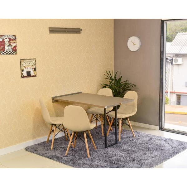 Conjunto De Mesa Dobrável Retrátil 120 X 75 Volpi + 4 Cadeira