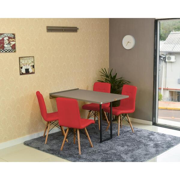 Conjunto De Mesa Dobrável Retrátil 120 X 75 Volpi + 4 Cadeira