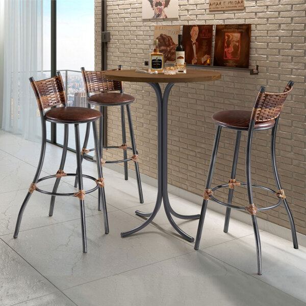 Conjunto De Mesa E 03 Banquetas 60cm Belle Courissimo Marrom/