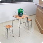 Conjunto De Mesa E 2 Bancos Cromado Para Varanda Gourmet