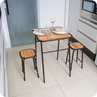Conjunto De Mesa E 2 Bancos Preto Para Cozinha Compacta