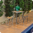 Conjunto De Mesa E 2 Bancos Quadrado Cromado Para Varanda