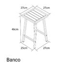 Conjunto De Mesa E 2 Bancos Quadrado Preto P/ Sacada Pequena