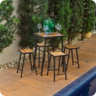 Conjunto De Mesa E 4 Bancos Quadrado Preto P/ Sacada Pequena