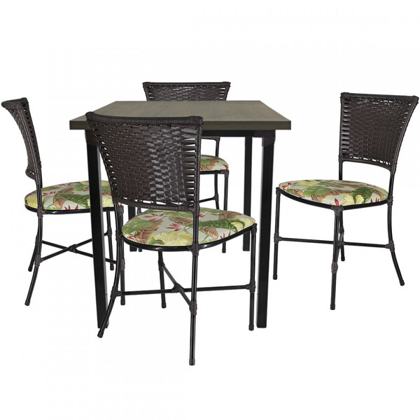 Conjunto de Mesa e 4 Cadeiras Gramado para Área Externa e Int