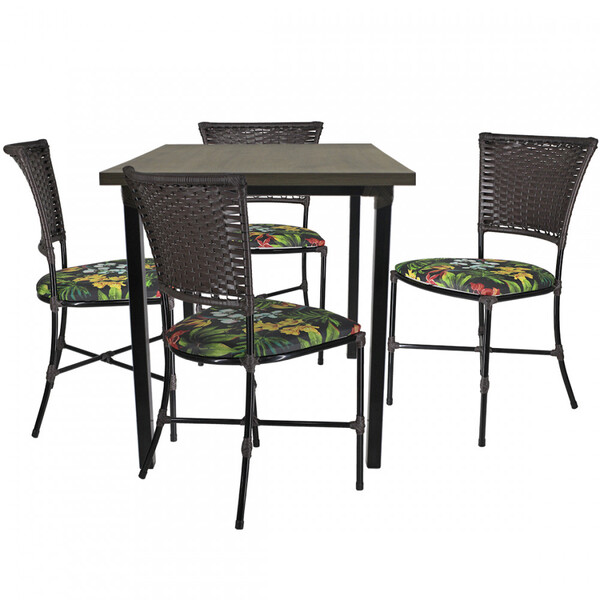 Conjunto de Mesa e 4 Cadeiras Gramado para Área Externa e Int