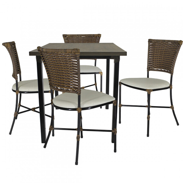 Conjunto de Mesa e 4 Cadeiras Gramado para Área Externa e Int