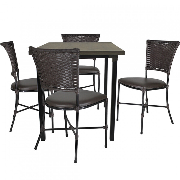 Conjunto de Mesa e 4 Cadeiras Gramado para Área Externa e Int