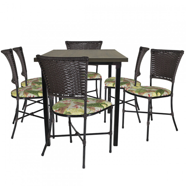 Conjunto de Mesa e 6 Cadeiras Gramado para Área Externa e Int
