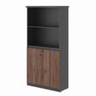 Conjunto De Mesa E Armário Estante Cruzeiro Noce Preto