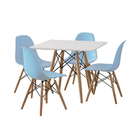 Conjunto De Mesa Eames Eiffel Madeira Infantil 68cm Quadrado
