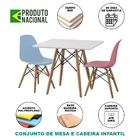 Conjunto De Mesa Eames Eiffel Madeira Infantil 68cm Quadrado