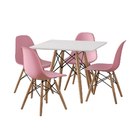 Conjunto De Mesa Eames Eiffel Madeira Infantil 68cm Quadrado
