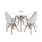 Conjunto De Mesa Eames Eiffel Redonda 120cm Branco + 5 Cadeir