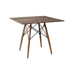 Conjunto De Mesa Eiffel Quadrado Tampo De Madeira 90cm Amêndo