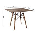 Conjunto De Mesa Eiffel Quadrado Tampo De Madeira 90cm Amêndo