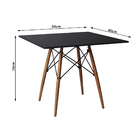 Conjunto De Mesa Eiffel Quadrado Tampo De Madeira 90cm Preto