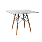 Conjunto De Mesa Eiffel Quadrado Tampo De Vidro 110cm Com 4 C