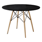 Conjunto De Mesa Eiffel Redondo Tampo De Madeira 110cm Preto