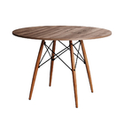 Conjunto De Mesa Eiffel Redondo Tampo De Madeira 90cm Amêndoa