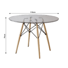 Conjunto De Mesa Eiffel Redondo Tampo De Vidro 110cm Com 4 Ca