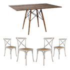 Conjunto De Mesa Eiffel Retangular Tampo De Madeira 120x75cm