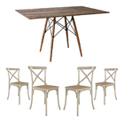 Conjunto De Mesa Eiffel Retangular Tampo De Madeira 120x75cm