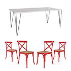 Conjunto De Mesa Elen Retangular Tampo De Madeira 140x80cm Br