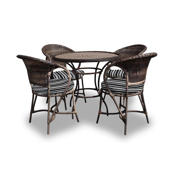 Conjunto De Mesa Fibra Sintética Amsterdã - 4 Poltronas + 1 M