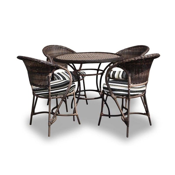 Conjunto De Mesa Fibra Sintética Amsterdã - 4 Poltronas + 1 M