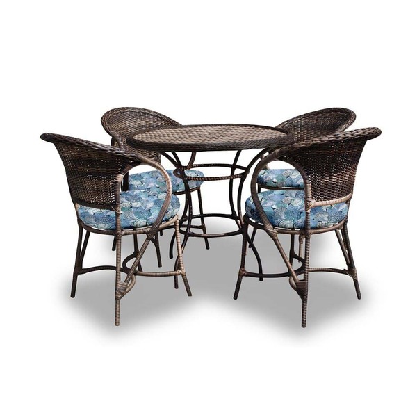 Conjunto De Mesa Fibra Sintética Arcobalena - 4 Poltronas + 1